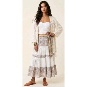 Angel Heart Women's Eyelash Cardigan Fringe Open Front Snall Ivory Boho New